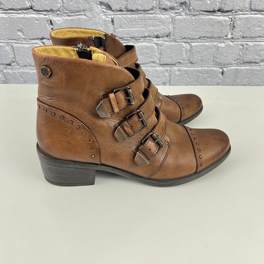 Bussola Ankle Boots 3 Strap Booties Antique Brown Size 39 8/8.5 M - Picture 3 of 16